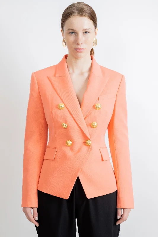 Balmain Women Classic 6-Button Jacket Salmon Notch Collar Peter Pan Collar Cowl Neck