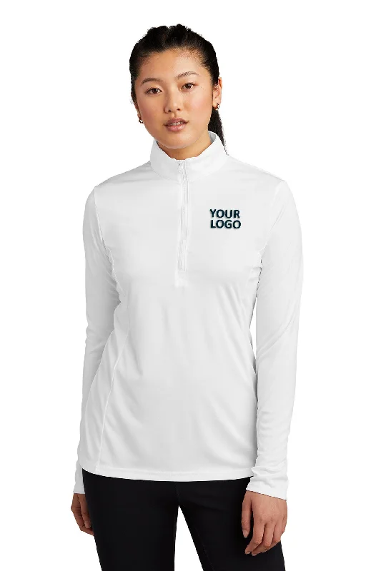 Sport-Tek Ladies PosiCharge Competitor Branded 1/4-Zip Pullovers, White Cowl Neck Pullover