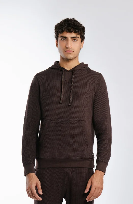 Waffle Pullover - dark Brown Box Sleeve Comfort