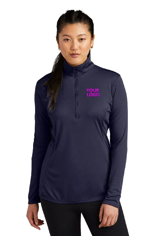 Sport-Tek Ladies PosiCharge Competitor Customized 1/4-Zip Pullovers, True Navy High Neck Pullover