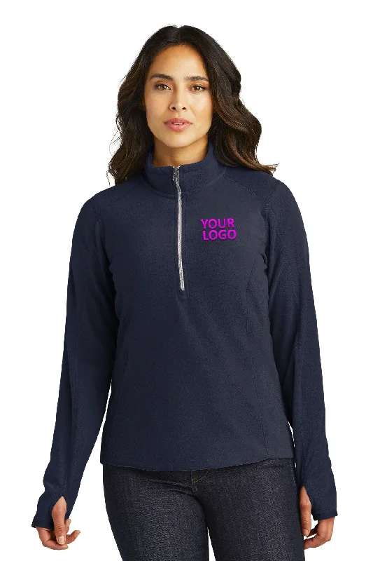 Port Authority Ladies Microfleece 1/2-Zip Customized Pullovers, True Navy Asymmetrical Neck Pullover