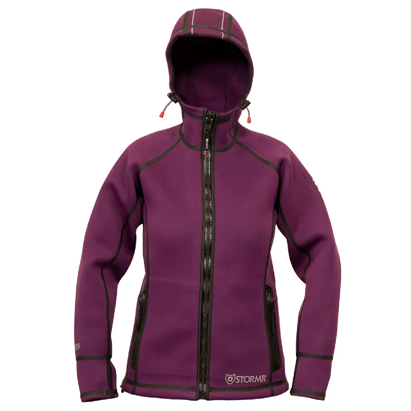 Stormr Womens Typhoon Jacket Plum Neoprene Core Hooded Fleece Fleece Fabric Down Fabric Feather Fabric