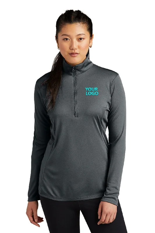 Sport-Tek Ladies PosiCharge Competitor Customized 1/4-Zip Pullovers, Iron Grey Keyhole Neck Pullover