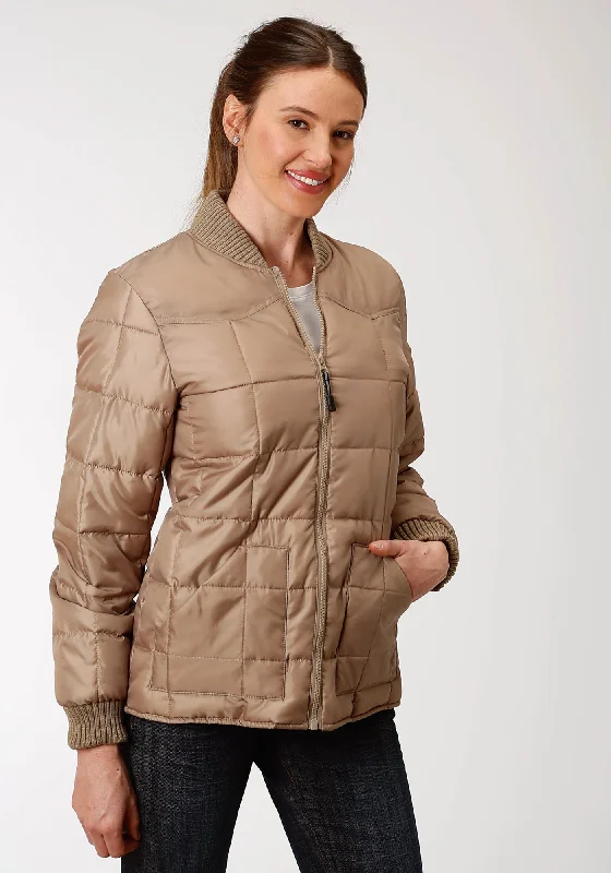 Roper Womens Khaki Polyester Quilted Insulated Jacket Belted Jacket Elasticated Jacket Padded Jacket