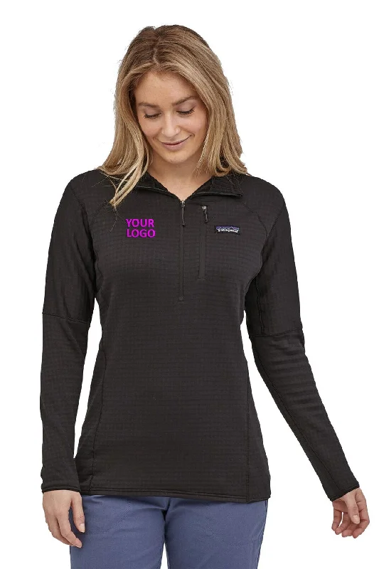 Patagonia Womens R1 Customized Pullovers, Black Short Puff Sleeve