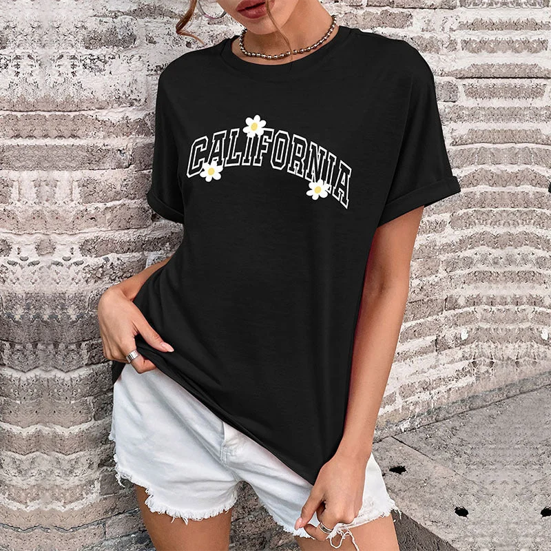 IKEARLAX new popular summer 2025 women's clothing round neck solid color pullover basic top short sleeve t-shirt printed women Jewel Neck Pullover