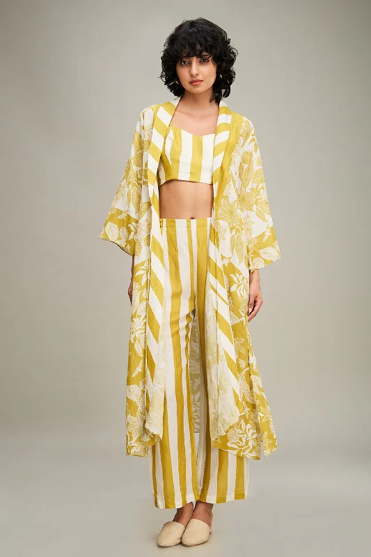 Ahyana Printed Co Ord Set With Jacket Nylon Fabric Polyester Fabric Spandex Fabric