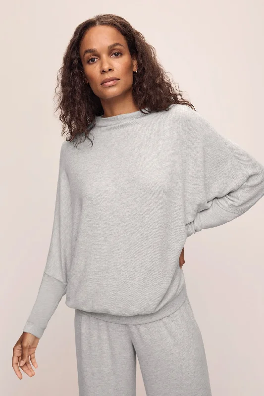 Cozy Time Mock Neck Pullover Puff Sleeve Stylish