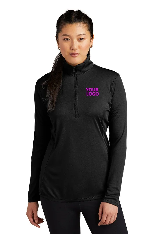 Sport-Tek Ladies PosiCharge Competitor Custom 1/4-Zip Pullovers, Black Lapel Neck Sweater