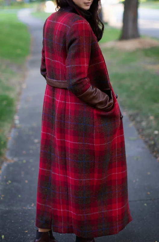 Long Red Plaid Jacket Jacket Blazer Coat