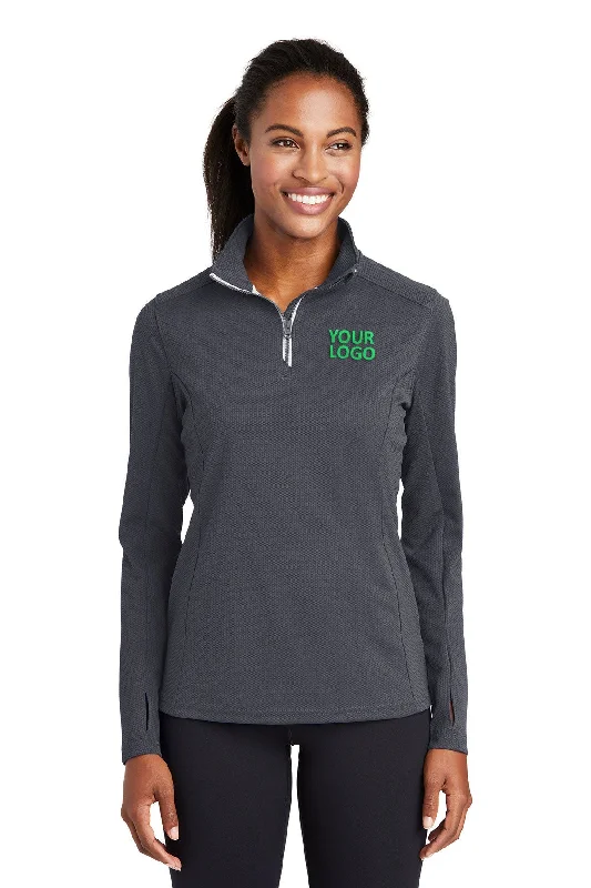 Sport-Tek Ladies Sport-Wick Textured Customized 1/4-Zip Pullovers, Iron Grey Tight Sleeve Top