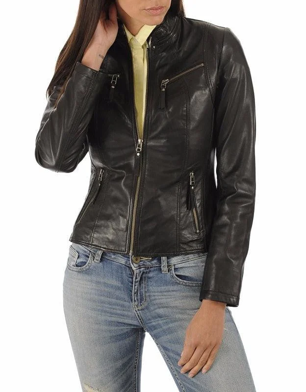 Twilight Black Leather Biker Jacket Faux Fur Jacket Real Fur Jacket Shearling Jacket