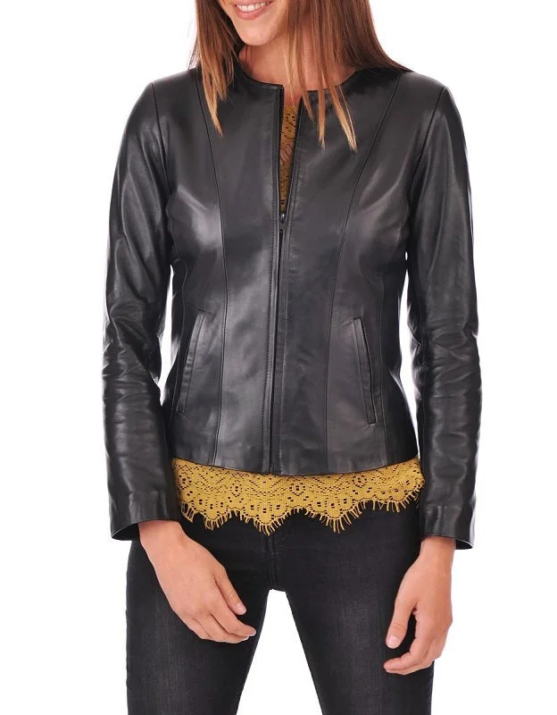 Eclipse Black Leather Biker Jacket Oversized Jacket Tailored Jacket Straight Jacket