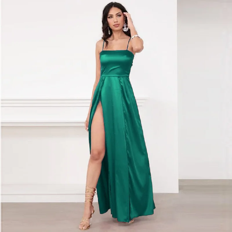 Wjczt Woman Summer Long Evening Dress Slim Split Backless Bandage Pullover High Waist Banquet Sexy Female Elegant Maxi Slip Dresses Turtleneck Warm Pullover