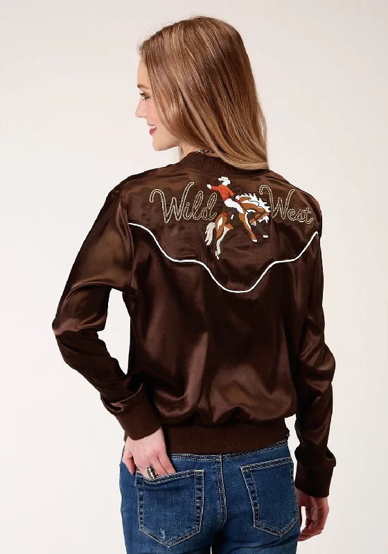 Roper Womens Brown Polyester Wild West Bomber Jacket Chenille Jacket Brocade Jacket Lace Jacket