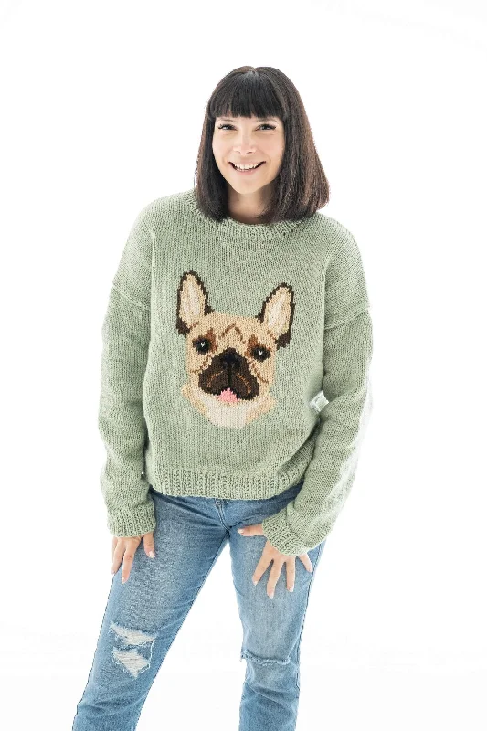 Dog Pullover (Knit) Plunging Neck Pullover