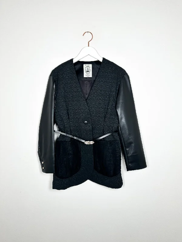 Leur Logette - Mosaic Jacquard Jacket - Black Front Pockets Side Pockets Patch Pockets