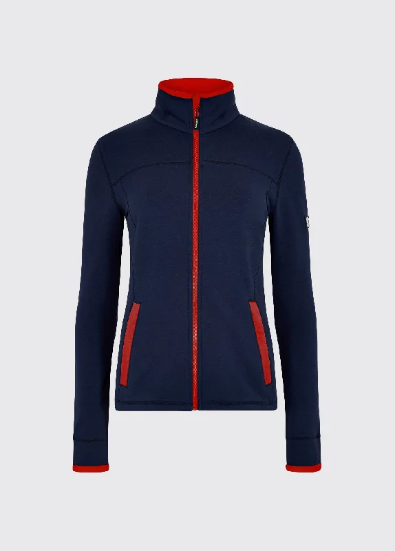 Berehaven Fleece Jacket - Navy Snapped Jacket Toggled Jacket Drawstring Jacket