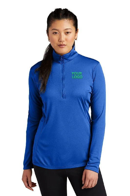 Sport-Tek Ladies PosiCharge Competitor Branded 1/4-Zip Pullovers, True Royal Deep Neck Pullover