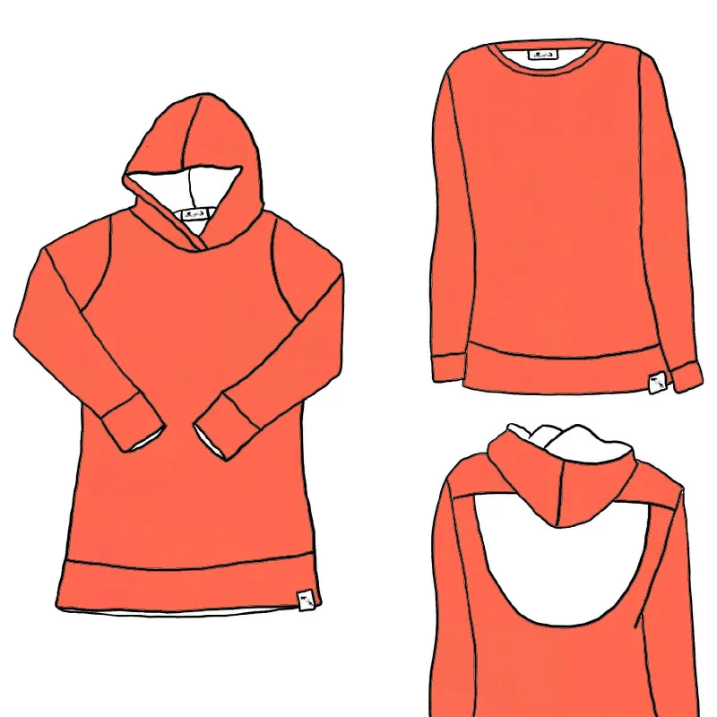 Vivid Coral YOGA - Nevada Pullover Ruffle Neck Pullover