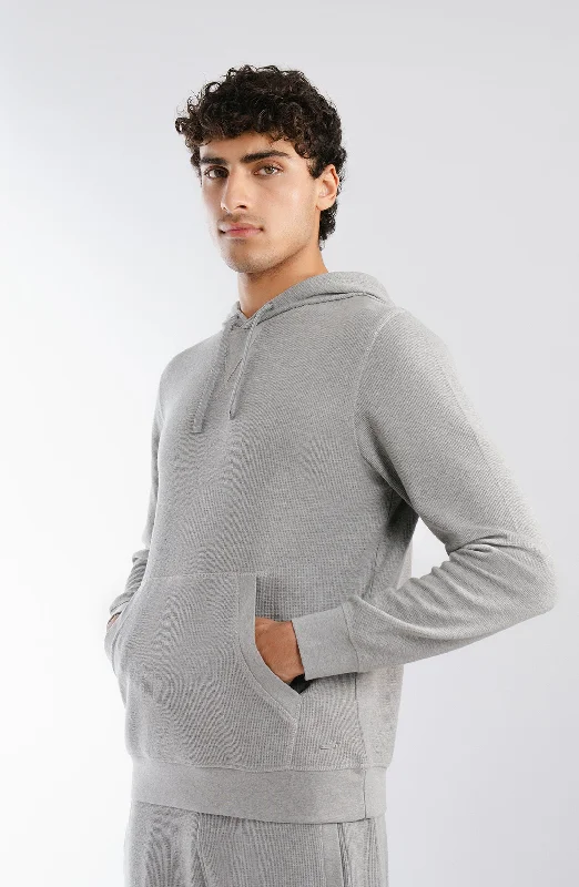 Waffle Pullover - Ash Grey Asymmetrical Hem Sweater