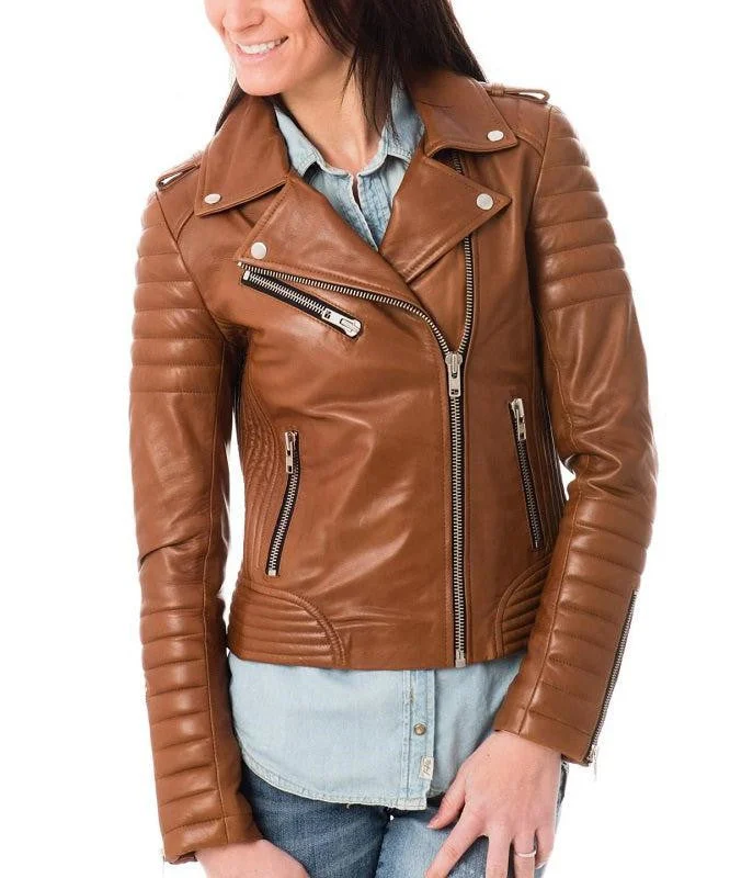 Noir Tan Leather Biker Jacket Nylon Jacket Polyester Jacket Spandex Jacket