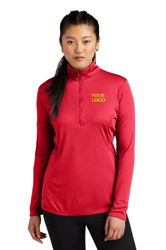 Sport-Tek Ladies PosiCharge Competitor Branded 1/4-Zip Pullovers, True Red Halter Neck Top