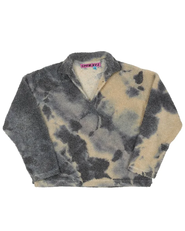 Tie Dye Rave Pullover Fleece Ruffled Neck Pullover