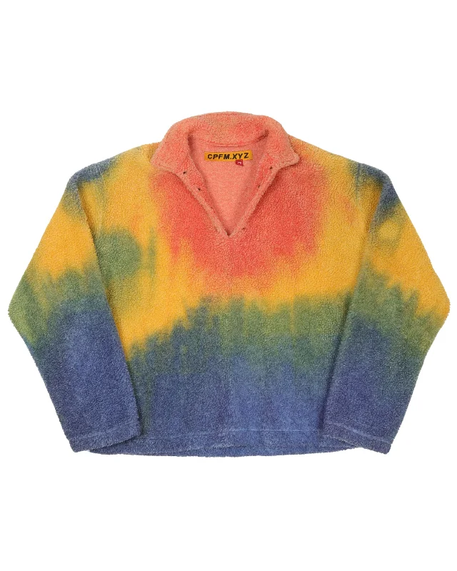 Tie Dye Rave Pullover Fleece Asymmetrical Hem Sweater