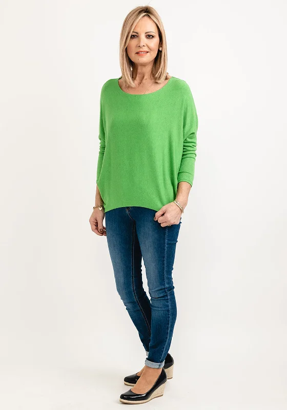 Seventy1 One Size Batwing Sleeve Knit Pullover, Green Solo Sleeve Pullover