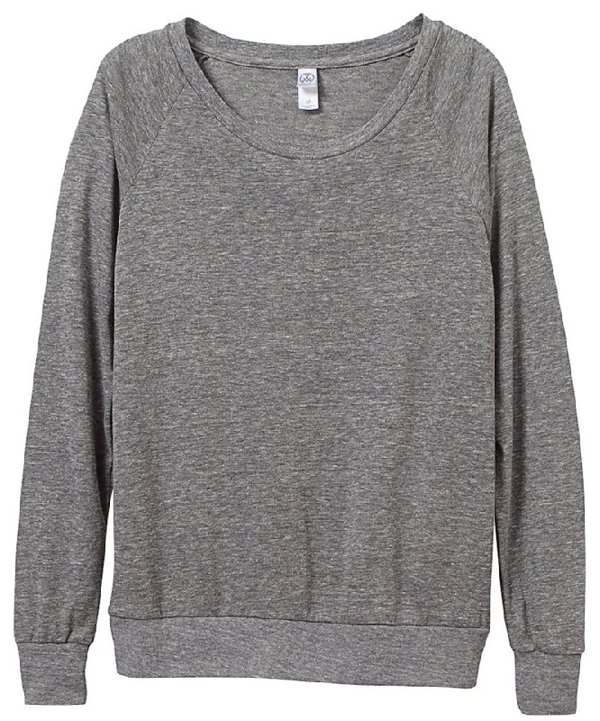 Eco Grey - Women's Eco-Jersey slouchy pullover Faux Fur Trim