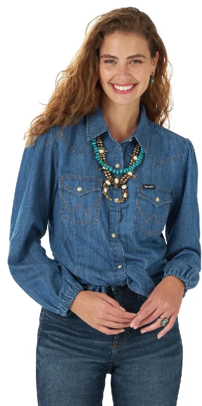 Wrangler Women's Denim  Retro Western Vintage Shirt Jersey Fabric Tulle Fabric Batik Fabric