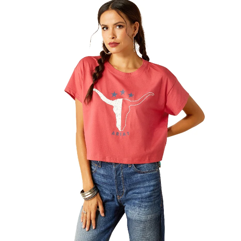 Ariat Ladies Lone Star Garnet Rose Graphic T-Shirt 10051299 Lace Blend Ribbed Blend Corduroy Blend