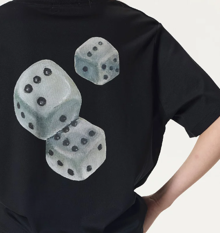 Dice Boxy Tee 2.0 - Black Collared Crew Neck Turtle Neck