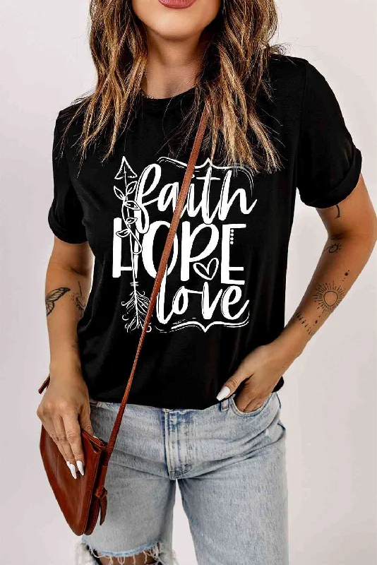 FAITH HOPE LOVE Ladies T-Shirt Rayon Velvet Corduroy