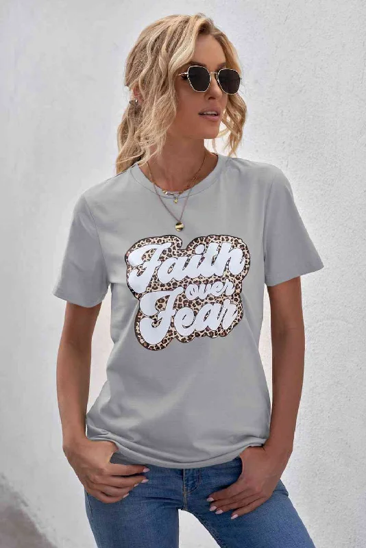 FAITH OVER FEAR Ladies T-Shirt Lace Blend Ribbed Blend Corduroy Blend