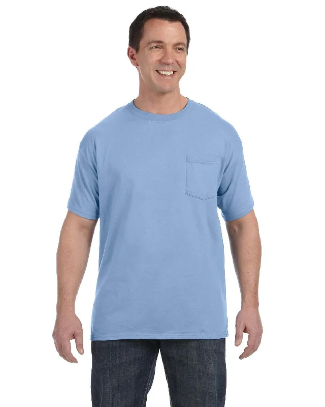 Hanes Authentic-T Pocket T-Shirt | Light Blue Anti-Shrink Durable Soft