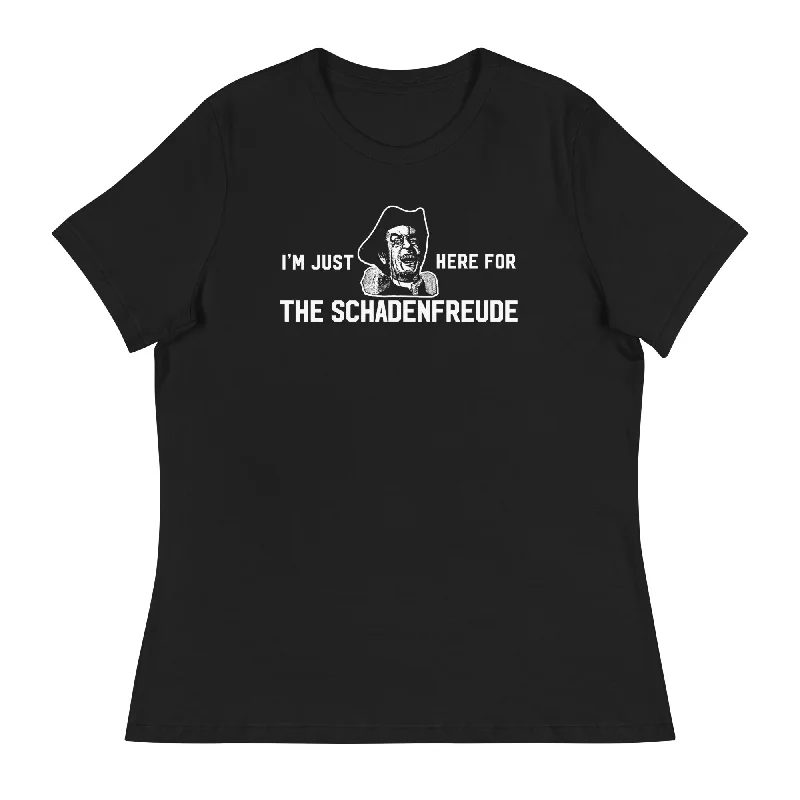 I'm Just Here for the Schadenfreude Ladies T-Shirt Cotton Fabric Linen Fabric Terry Fabric