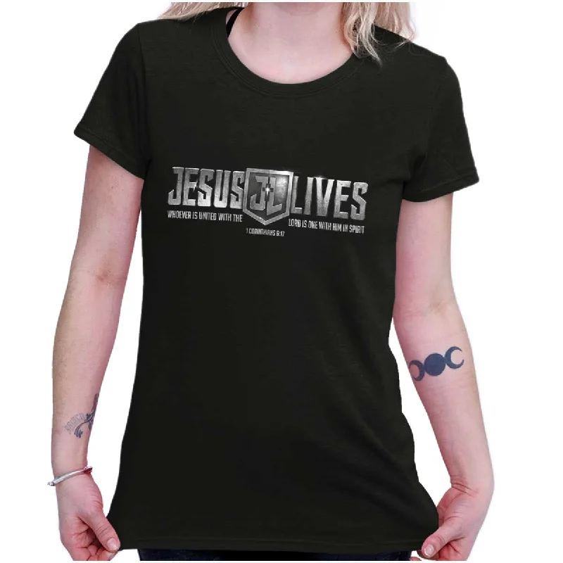 Jesus Lives Ladies T Shirt Iron Safe Non-Iron Wrinkle Free