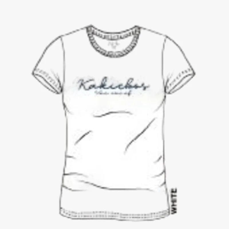 Kakiebos Womens Classic Fit Short Sleeve Tee White Seamless Knitted Crochet