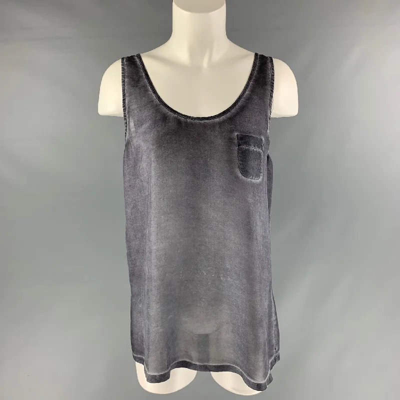 MAISON SCOTCH Size 2 Grey Silk Washed Tank T-Shirt Terry Blend Velvet Blend Canvas Blend