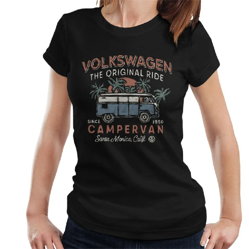 Official Volkswagen The Original Ride Campervan Women's T-Shirt Hooded Caped Shawl Collar