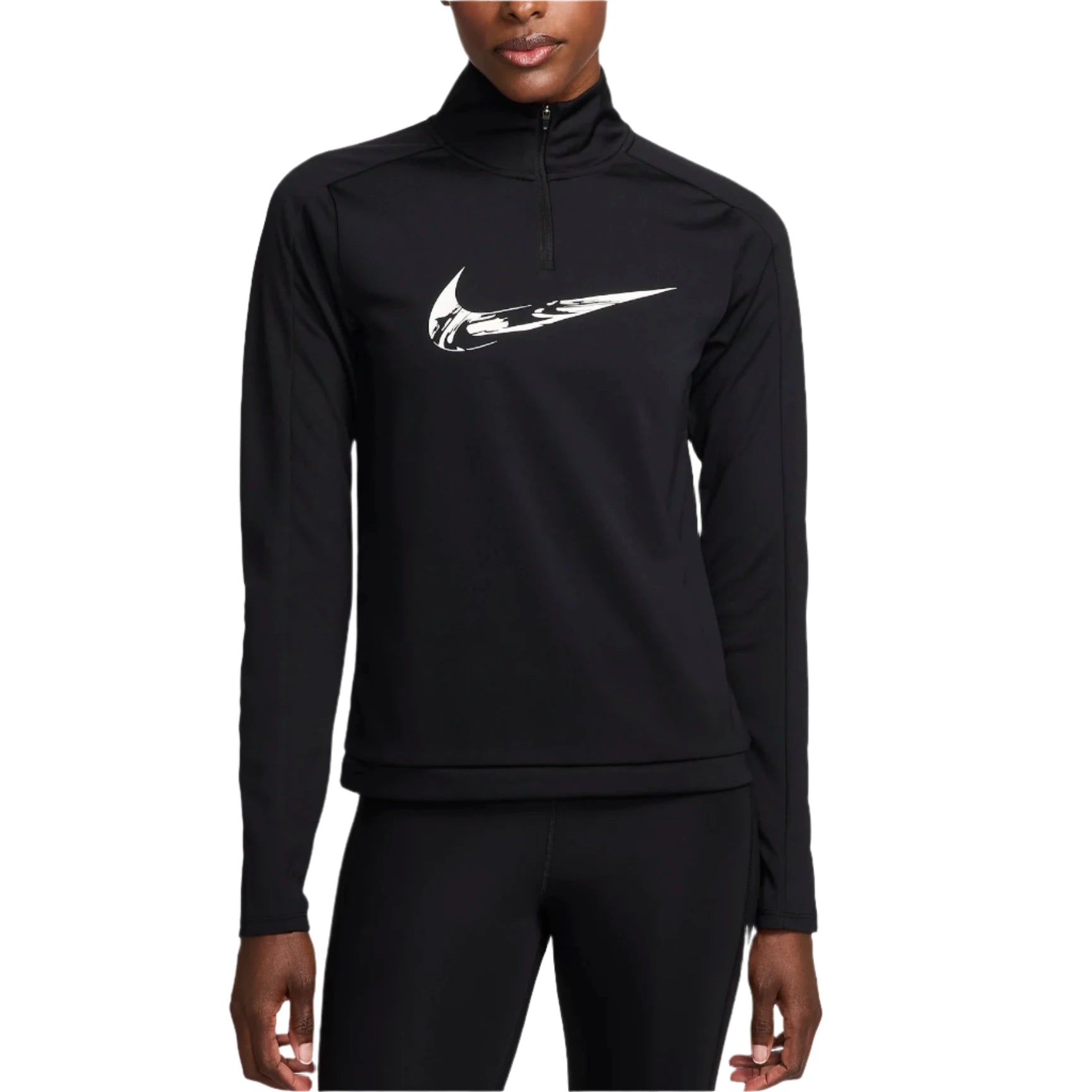 Swoosh Dri-FIT 1/4-Zip Running Long Sleeve T-shirt Notch Collar Peter Pan Collar Cowl Neck