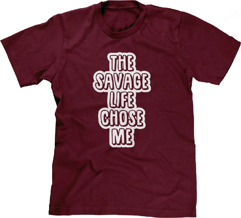 The Savage Life Chose Me T-Shirt Print Jacquard Patchwork