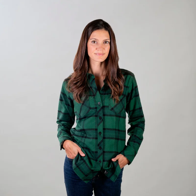 Women's Every Day Flannel Shirt- Ever Green Knit Fabric Woven Fabric Fleece Fabric